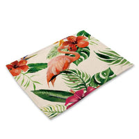 Tropical Pink Flamingo Palm Print Table Placemat