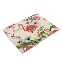 Tropical Pink Flamingo Palm Print Table Placemat