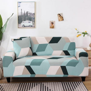 Light Green Geometric Diamond Pattern Sofa Couch Cover
