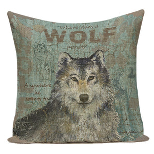18" Vintage Forest Animal Print Throw Pillow Cover