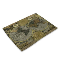 Multi-Color Abstract / Vintage World Map Table Placemat