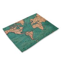 Multi-Color Abstract / Vintage World Map Table Placemat