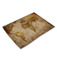 Multi-Color Abstract / Vintage World Map Table Placemat