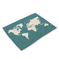 Multi-Color Abstract / Vintage World Map Table Placemat