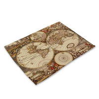 Multi-Color Abstract / Vintage World Map Table Placemat