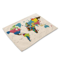 Multi-Color Abstract / Vintage World Map Table Placemat