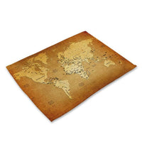 Multi-Color Abstract / Vintage World Map Table Placemat