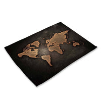 Multi-Color Abstract / Vintage World Map Table Placemat