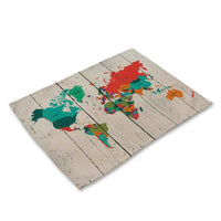 Multi-Color Abstract / Vintage World Map Table Placemat