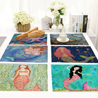 Vintage Cartoon Mermaid Print Table Placemat