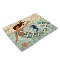 Vintage Cartoon Mermaid Print Table Placemat