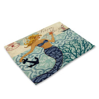 Vintage Cartoon Mermaid Print Table Placemat