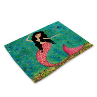 Vintage Cartoon Mermaid Print Table Placemat