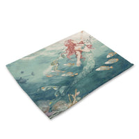 Vintage Cartoon Mermaid Print Table Placemat