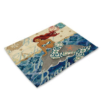 Vintage Cartoon Mermaid Print Table Placemat