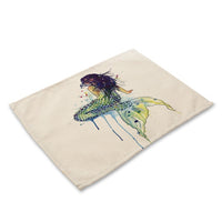 Vintage Cartoon Mermaid Print Table Placemat