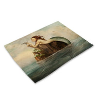 Vintage Cartoon Mermaid Print Table Placemat