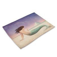 Vintage Cartoon Mermaid Print Table Placemat