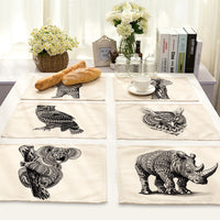 Black & White Boho Pattern Animal Print Table Placemat