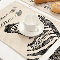 Black & White Boho Pattern Animal Print Table Placemat