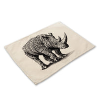 Black & White Boho Pattern Animal Print Table Placemat