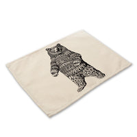 Black & White Boho Pattern Animal Print Table Placemat