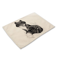 Black & White Boho Pattern Animal Print Table Placemat