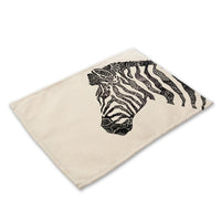 Black & White Boho Pattern Animal Print Table Placemat