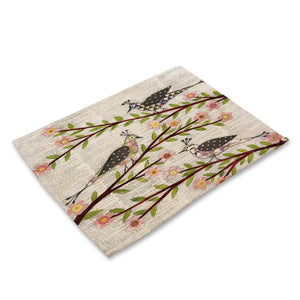 Ditsy Cartoon Floral Tree Branch Table Placemat