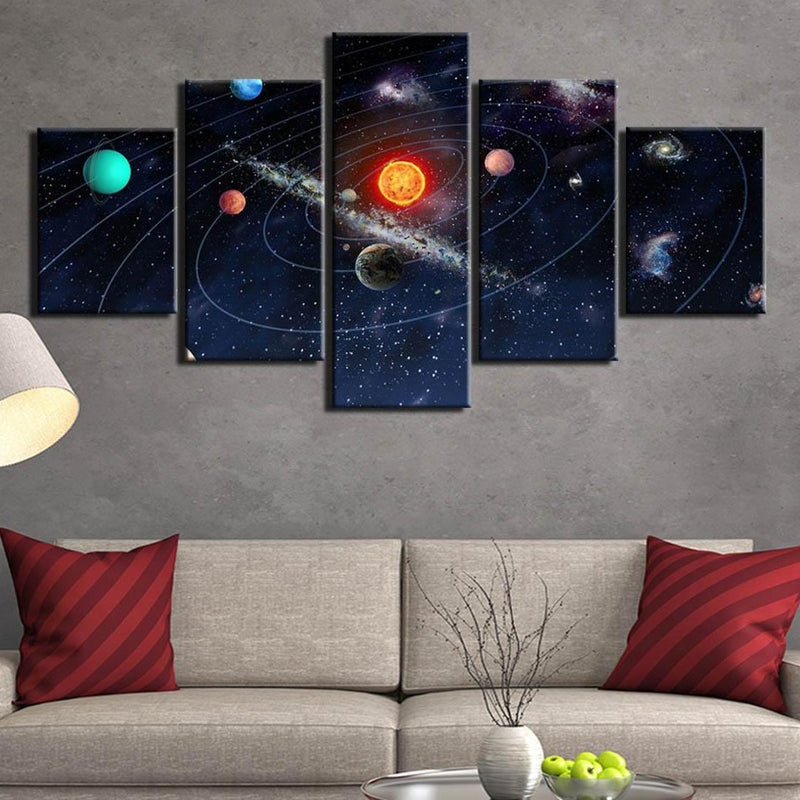 5-Piece Space Planet Solar System Canvas Wall Art