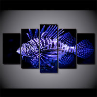 5-Piece Black & Purple Lion Fish Canvas Wall Art