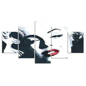 5-Piece Black & White Abstract Marilyn Monroe Canvas Wall Art