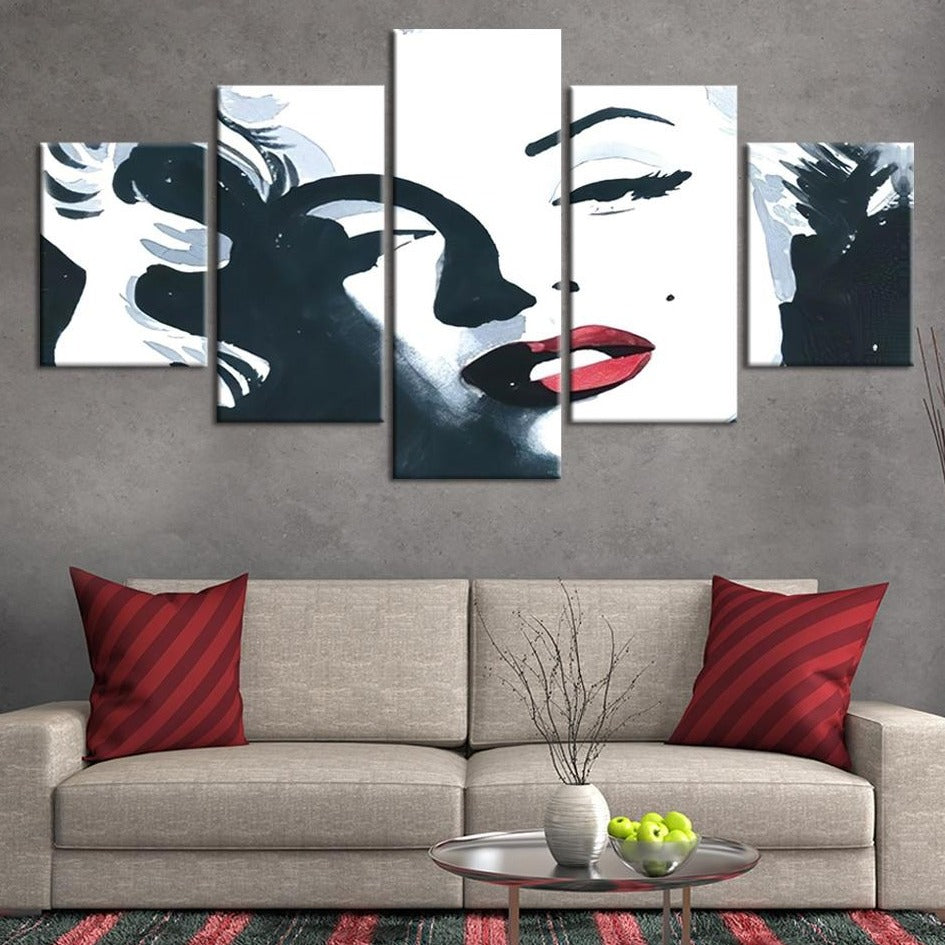 5-Piece Black & White Abstract Marilyn Monroe Canvas Wall Art – Decorzee