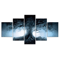 5-Piece Glowing Mystical Forest Tree Canvas Wall Art