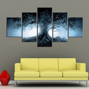 5-Piece Glowing Mystical Forest Tree Canvas Wall Art