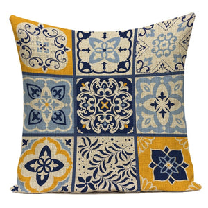 18" Multi-Color Moroccan Tile Pattern Throw Pillow Cover