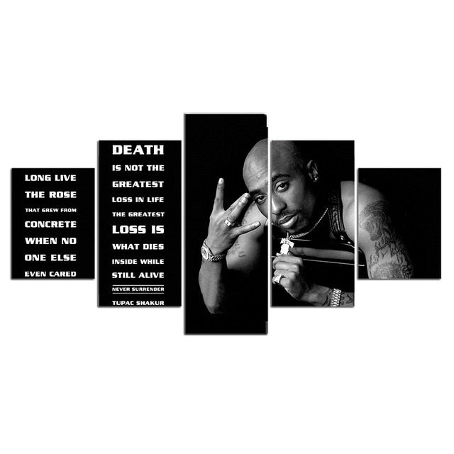 5-Piece 2pac / Tupac Shakur Quote Canvas Wall Art