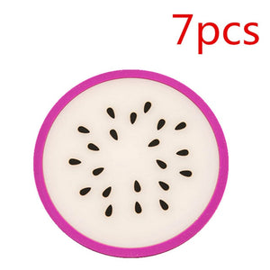 7-Piece Silicone Fruit Slice Drink Coaster Set