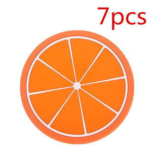 7-Piece Silicone Fruit Slice Drink Coaster Set