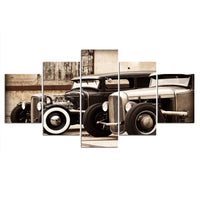 5-Piece Vintage Street Hot Rod Classic Car Canvas Wall Art