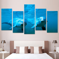 5-Piece Underwater Dolphin Friends Canvas Wall Art