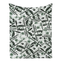 Hundred Dollar Bill Money Print Fleece Throw Blanket