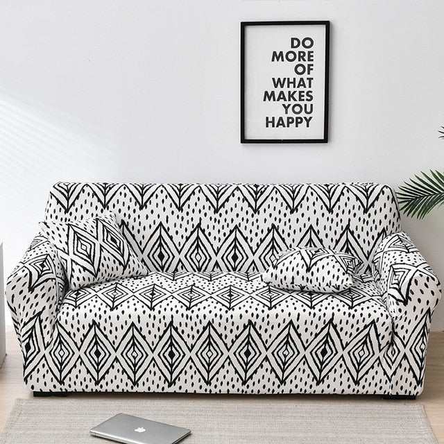 Black & White Tribal Diamond Pattern Sofa Couch Cover