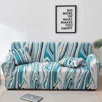 Teal Striped Marble Pattern Sofa Couch Cover