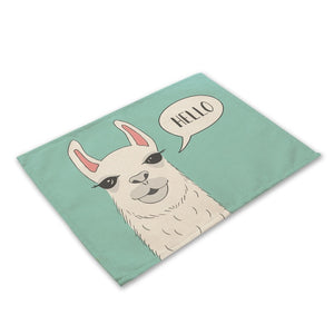 Cute Cartoon Alpaca / Llama Print Table Placemat