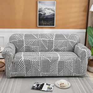 Gray / Black Geometric Line Pattern Sofa Couch Cover