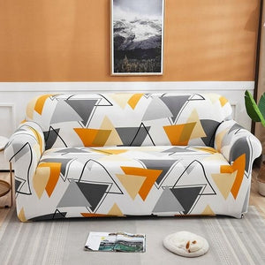 Orange / Gray Geometric Triangle Pattern Sofa Couch Cover