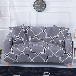 Gray / White Star Medallion Pattern Sofa Couch Cover