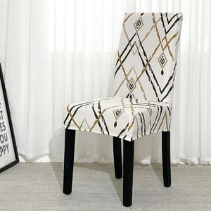 Ivory White Bohemian Tribal Pattern Dining Chair Cover