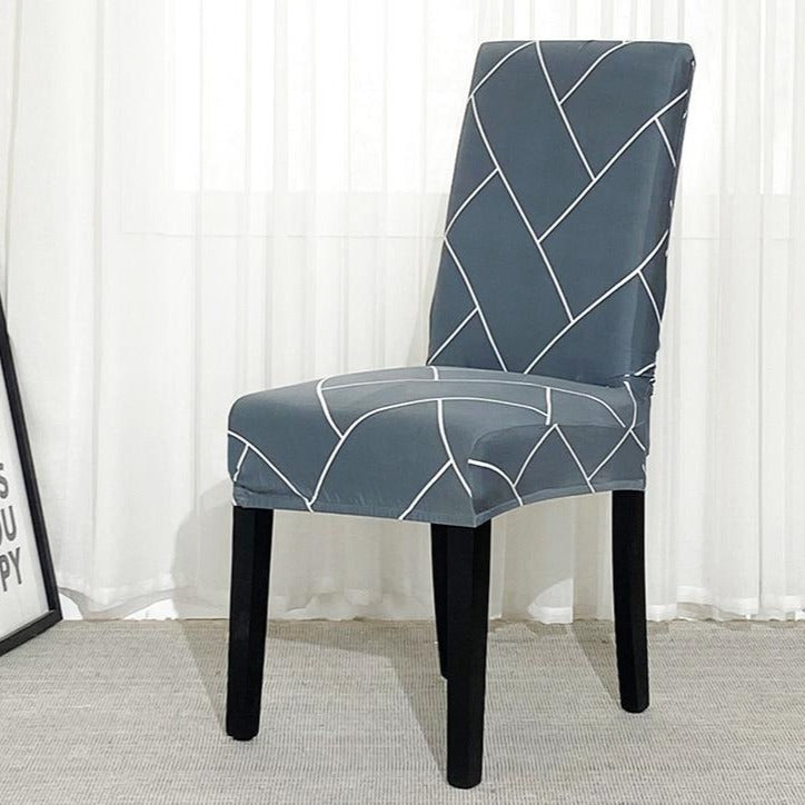 Gray Herringbone Brick Pattern Dining Chair Cover